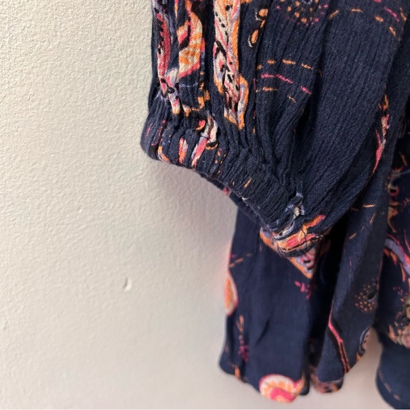 Free People blue Just The Two Of Us paisley print tunic top size small - Picture 9 of 12